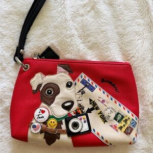 Red Betsey Johnson Mini Bag with Dog and New York Design